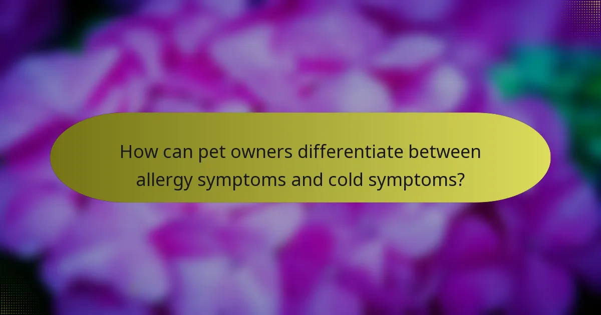 How can pet owners differentiate between allergy symptoms and cold symptoms?