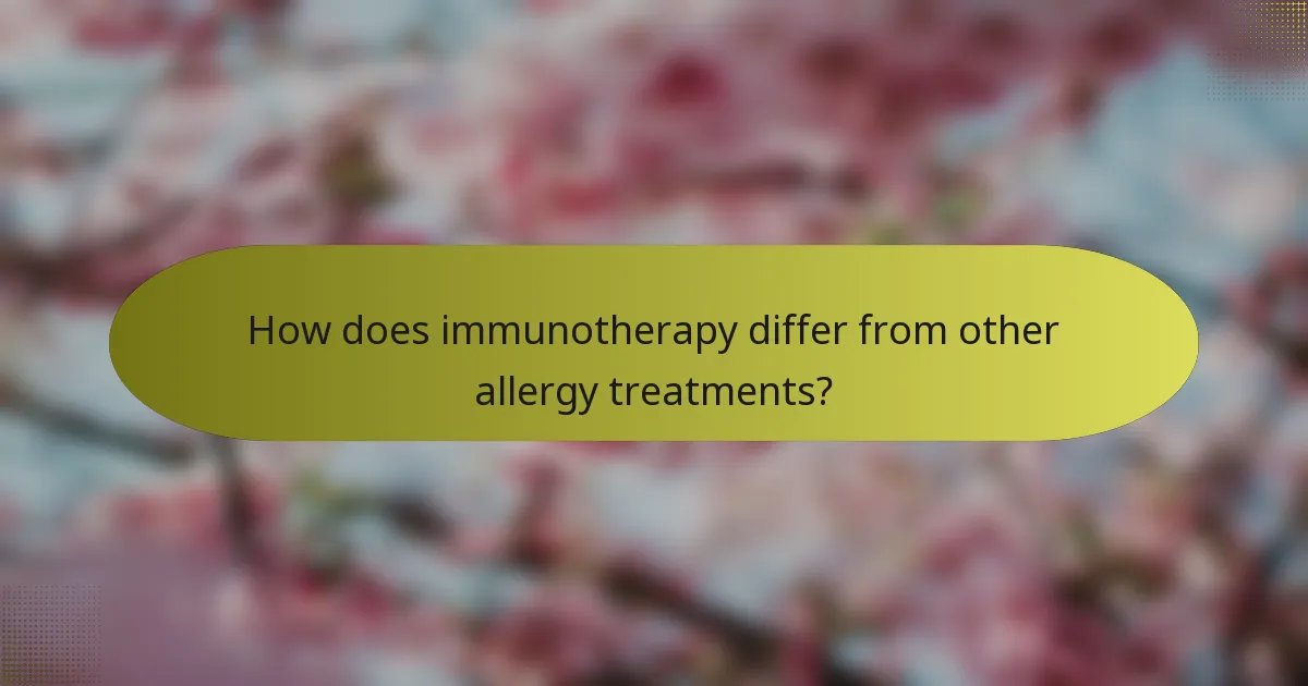 How does immunotherapy differ from other allergy treatments?