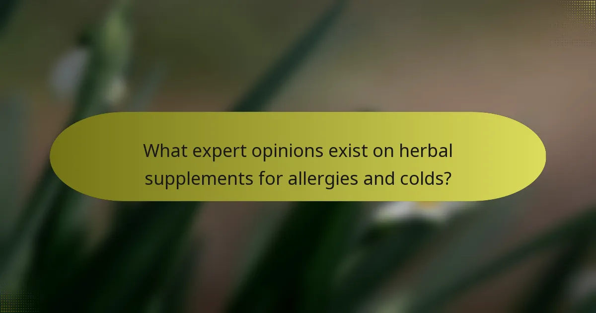 What expert opinions exist on herbal supplements for allergies and colds?
